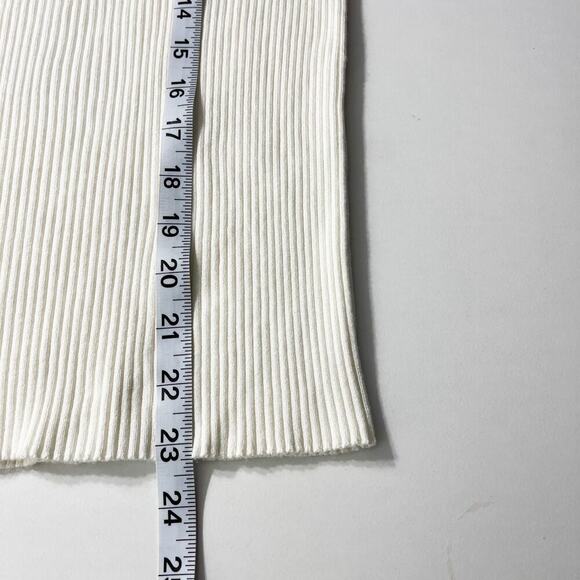 Mango Women’s Ribbed Knit Pullover Sweater Sz M White Black Strip at 3/4 Sleeves - Picture 12 of 12